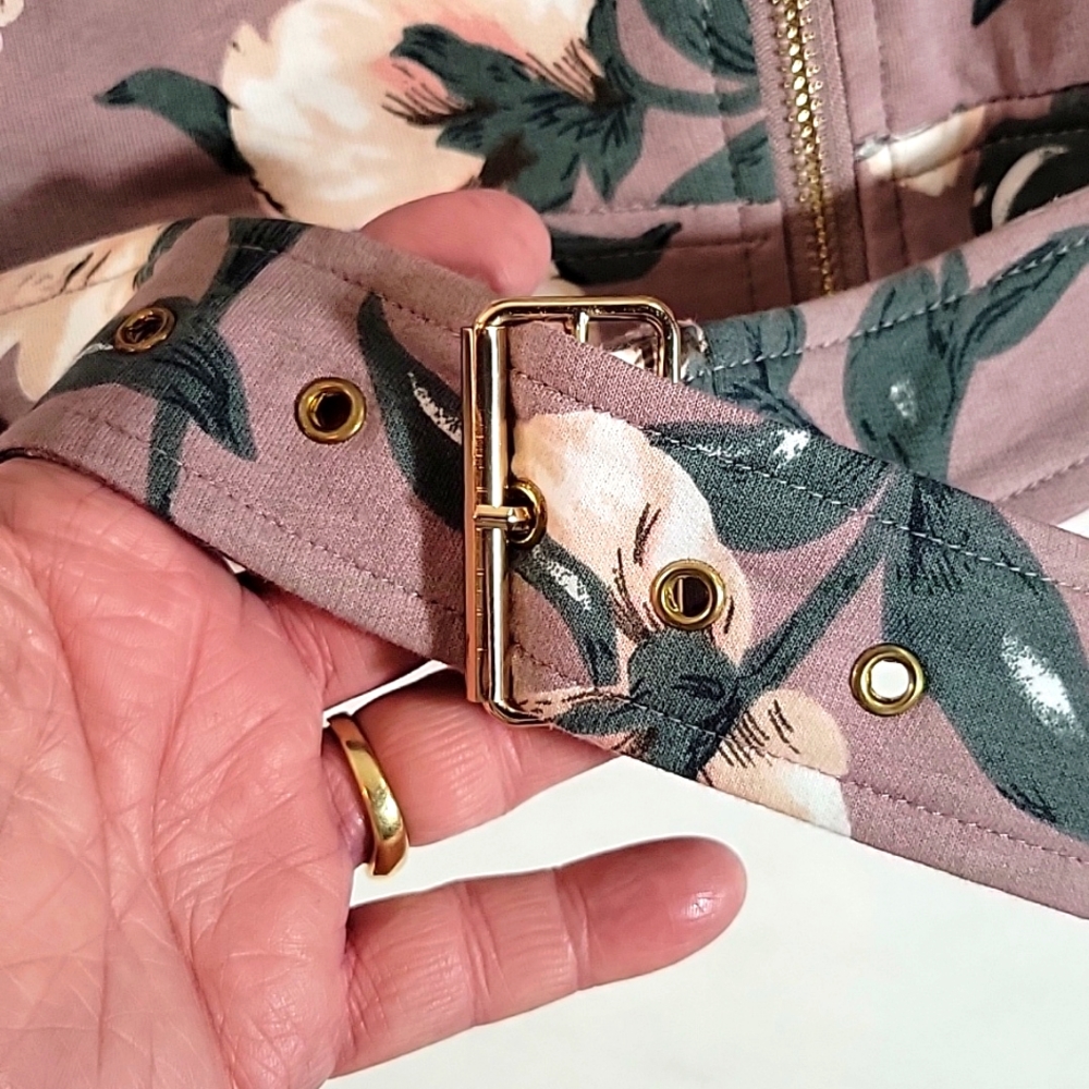 Roly Poly Floral Bomber Jacket w Brass Detail  Size M - Picture 6 of 12
